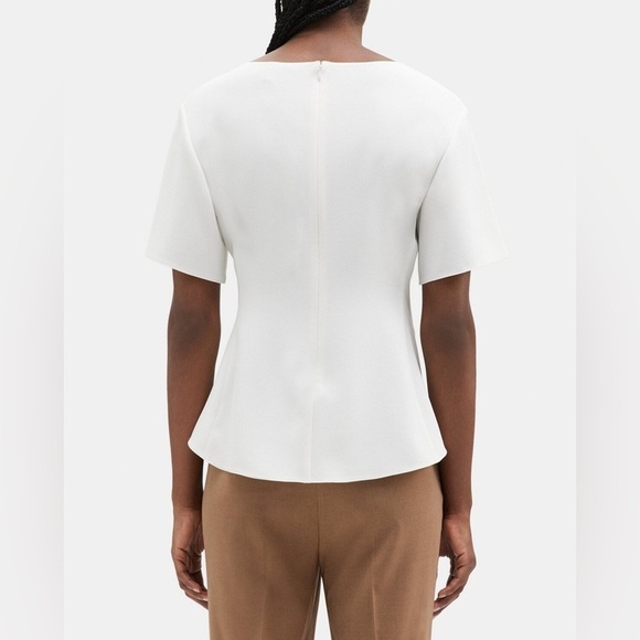 Theory Crepe ivory short sleeve butterfly top size large NWT - Picture 2 of 9